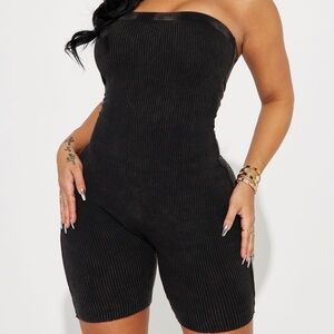 Black Ribbed Romper
